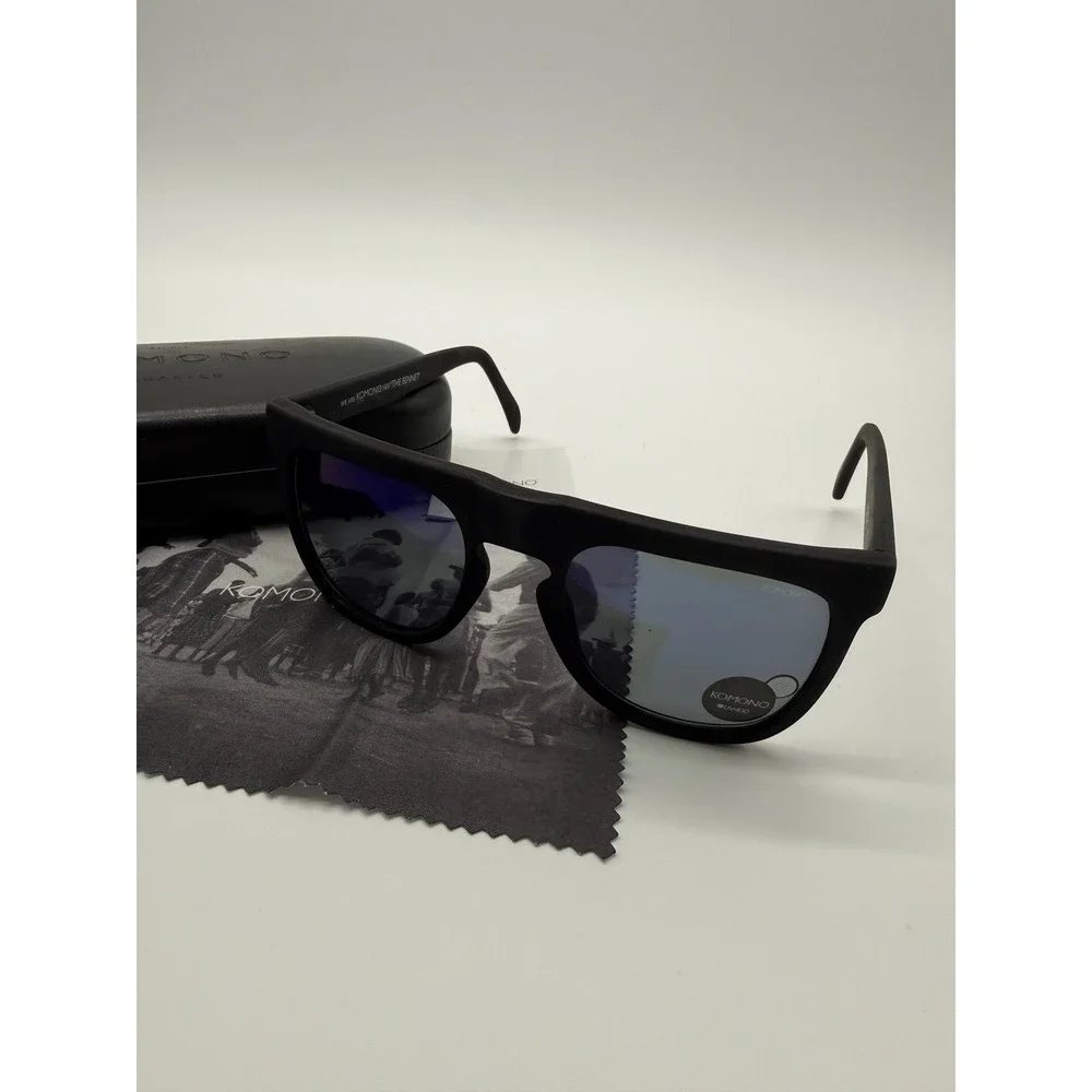 Komono‎ The Bennet Sunglasses Unisex One Size Black New UV400 Blue Mirror Lens